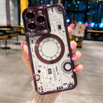 Case For iPhone Circuit Board Texture Lens Holder Magnetic Plating Frame Lens Film