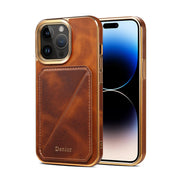 Case For iPhone Luxury Cowhide Leather Card Holder Magnetic Wallet Plating Shell Shockproof - Dluxeries