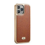 Snake Pattern Leather Phone Case For Iphone Electroplated Frame Phone Cover - Dluxeries