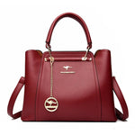 Casual Women's New Handbags Soft Leather Luxury Designer Three Layer Large Capacity