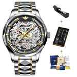 Gold Watches Men Skeleton Automatic Mechanical Wristwatch Luxury Top Brand