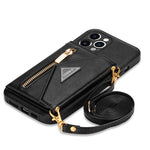 iPhone case for women with lanyard strap and wallet cover