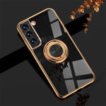 Plating Magnetic Case For Samsung Galaxy Cover With Ring Holder